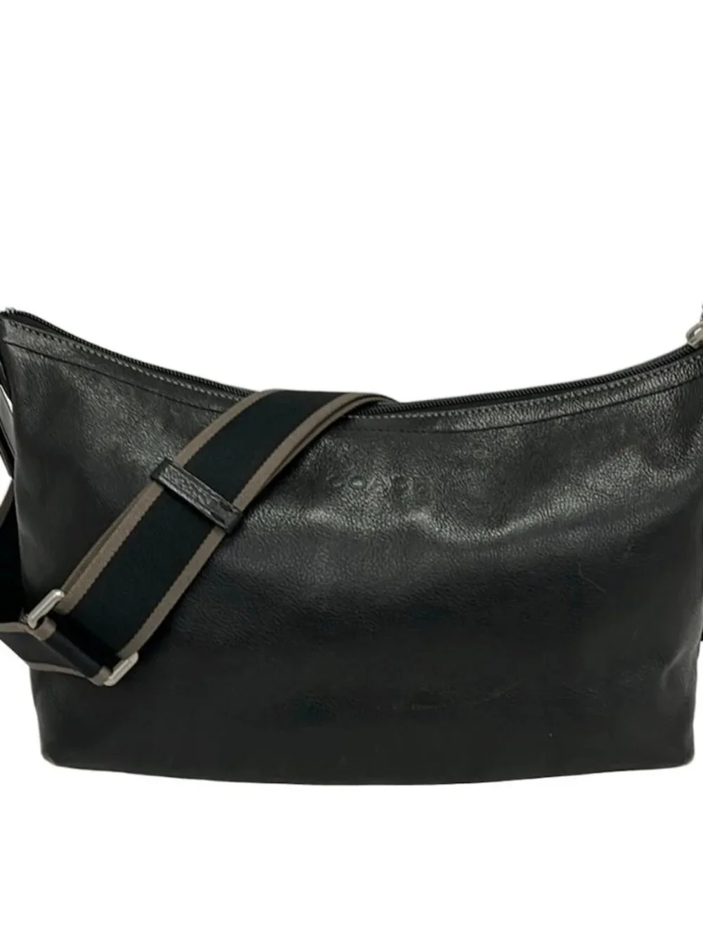 COACH Heritage Web Leather Small Crossbody F70559 Black Leather Shoulder Bag